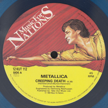 Metallica Creeping Death, Music For Nations united kingdom, 12" clear light blue