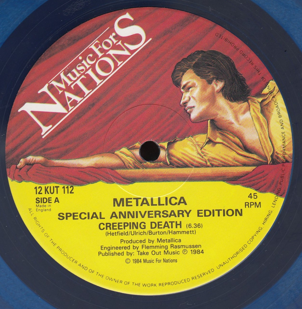 Metallica Creeping Death, Music For Nations united kingdom, 12" blue
