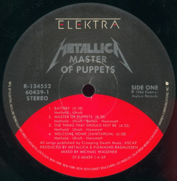 Metallica Master Of Puppets, Elektra usa, LP