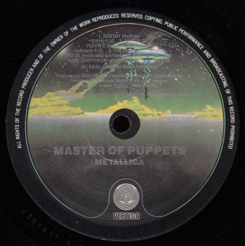 Metallica Master Of Puppets, Vertigo australia, LP