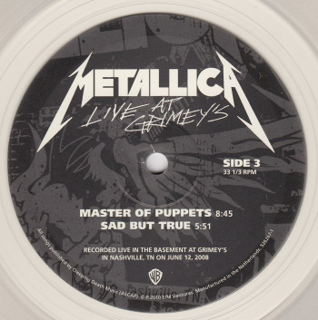 Metallica Live At Grimey's, Warner Bros. usa, 10"