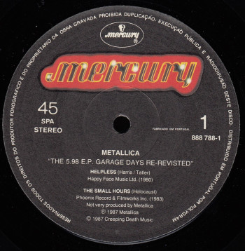 Metallica Garage Days Re-Revisited, Mercury portugal, EP
