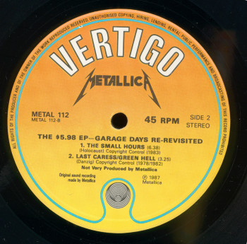 Metallica Garage Days Re-Revisited, Vertigo united kingdom, EP