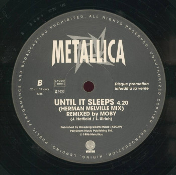 Metallica Until It Sleeps, Vertigo/Mercury france, 10" Promo