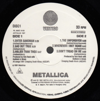 Metallica Metallica, Vertigo/MMC hungary, LP