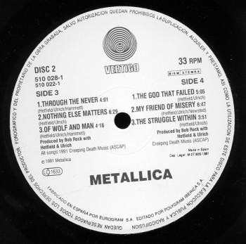 Metallica Metallica, Vertigo spain, LP
