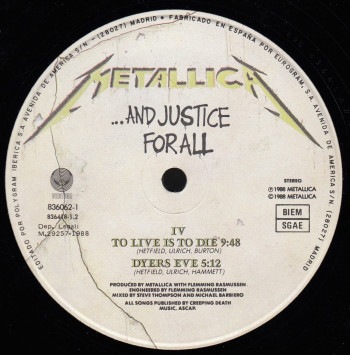 Metallica ...And Justice For All, Vertigo spain, LP