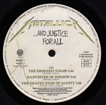 Metallica ...And Justice For All, Vertigo spain, LP