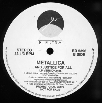 Metallica ...And Justice For All (single), Elektra/Asylum usa, 12" Promo