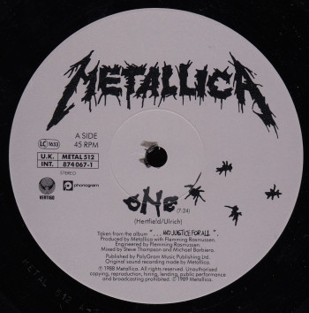 Metallica One, Vertigo/Phonogram united kingdom, 12" Mislabel