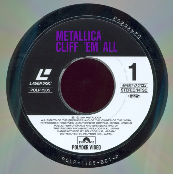 Metallica Cliff'Em All, Polydor japan, LD 12"