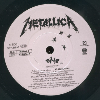 Metallica One, Vertigo/Phonogram united kingdom, 7"