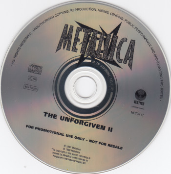 Metallica The Unforgiven II, Vertigo united kingdom, CD Promo