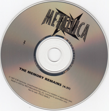 Metallica The Memory Remains, Elektra usa, CD Promo