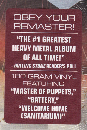 Metallica Master Of Puppets, Blackened usa, LP