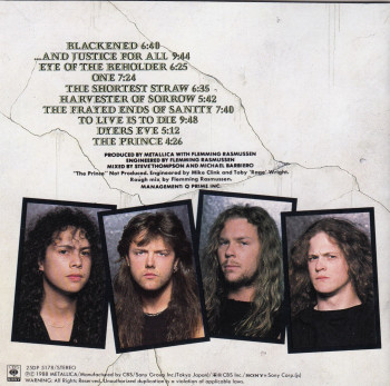 Metallica ...And Justice For All, CBS/Sony japan, CD Promo