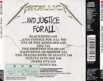Metallica ...And Justice For All, CBS/Sony japan, CD Promo