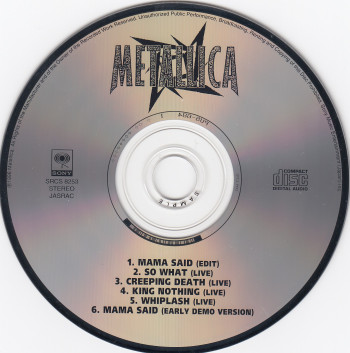 Metallica Mama Said, Sony japan, CD Promo