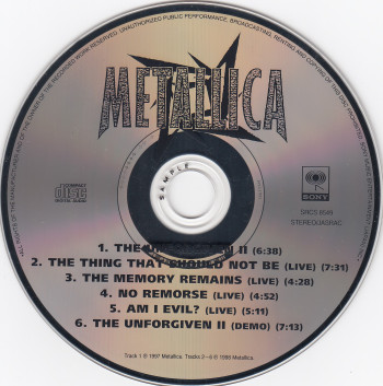 Metallica The Unforgiven II, Sony japan, CD Promo