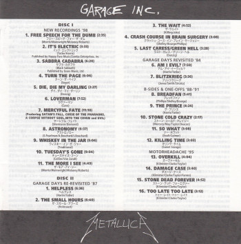 Metallica Garage Inc., SME japan, CD Promo